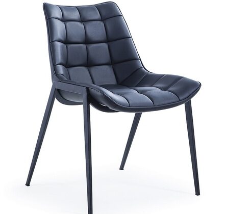 שונית כסא אירוח מעוצב שלד שחור דמוי עור מושב 45 סמ